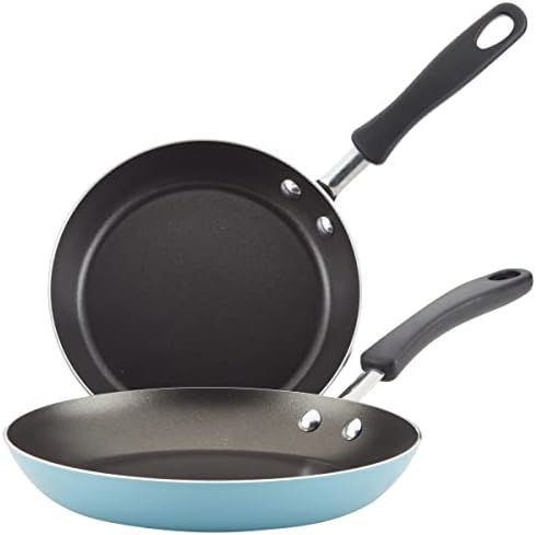 Farberware Cookstart DiamondMax Nonstick Frying Pans/Skillet Set, Dishwasher Safe, 8.25 Inch and 10 Inch, Aqua