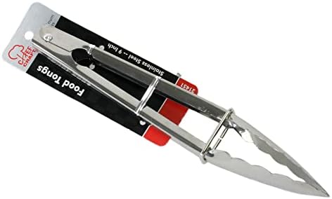 Chef Craft Clam Shell Tongs, 9-Inch, Stainless Steel