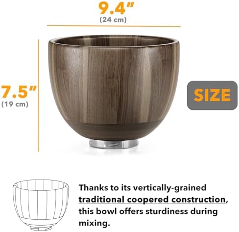 SpaceAid Wooden Bowl for Mixer - Kitchen Space Aid Acacia Wood Mixing Bowls Holder for Stand Mixer, Compatible with 4.5 & 5 QT Tilt-Head Models Kitchen, Light Wood