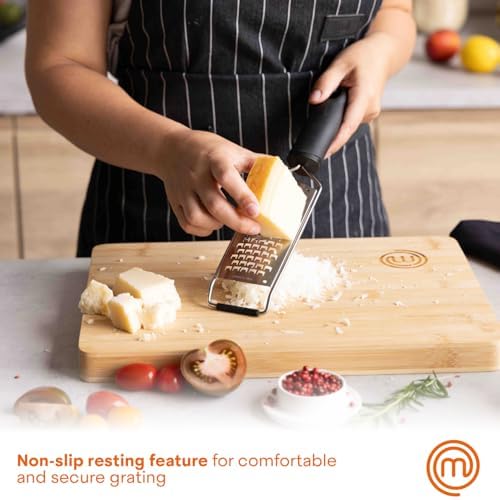 MasterChef Cheese Grater Handheld, Stainless Steel, Non Slip Grip, 12"
