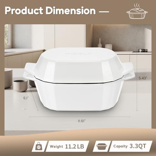Enameled Cast Iron Dutch Oven for Bread Baking – 3QT Oval Round Heavy Duty Bread Pan with Lid, Non-Stick Ceramic Coating,Loaf Cast Iron Bread Oven for Sourdough, Baking, Roasting, Braising, Stovetop & Oven Safe