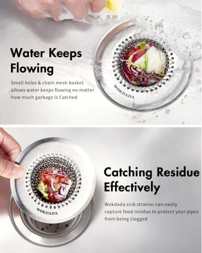 2 Pack Kitchen Sink Drain Strainer,Patented Reversible Chain Mesh Basket