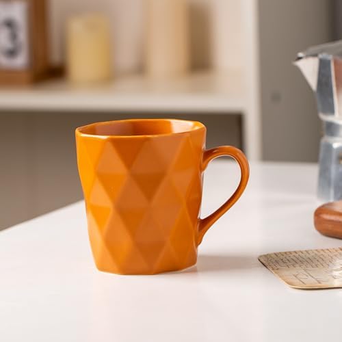 11 Ounce Porcelain Mugs, Set of 6, Tea and Cocoa Mug Set, Orange, Matte