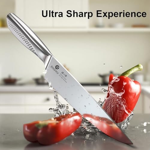 imarku 15pc High Carbon Stainless Steel Knife Set with Block & Sharpener