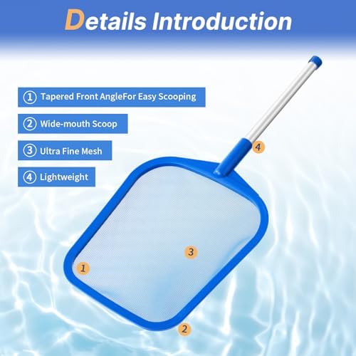 Pool Skimmer Net, 26" Aluminum Pole, Ultra Fine Mesh for Leaves & Debris