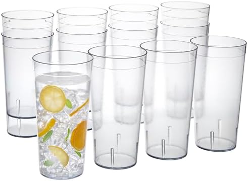 US Acrylic Cafe Plastic Reusable Tumblers, Clear, 32-Ounce, Set of 12