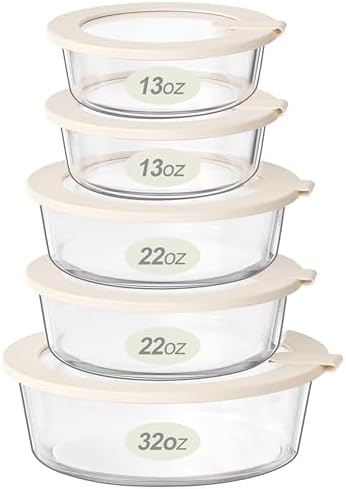 Urban Green Glass Food Storage Containers with Glass Lids, Microwave Safe Food Container Set, Aitight Meal Prep Container Set, LeakProof, 100% Plastic Free, 5 Pack