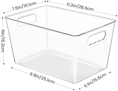 YIHONG Clear Pantry Storage Organizer Bins, 20 Pack Plastic Food Storage Bins with Handle for Kitchen,Refrigerator, Freezer,Cabinet Organization and Storage