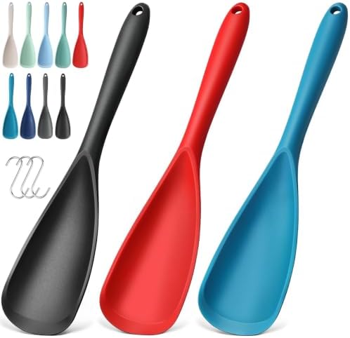 3 PACK Silicone Cooking Spatula & Spoon for Nonstick Cookware, BPA-Free
