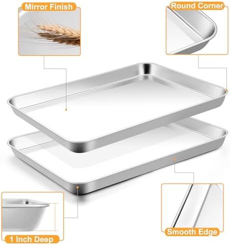 TeamFar Cookie Sheets with Cooling Racks, 2 Pans + 2 Racks, 12.5x9.5x1 Inch