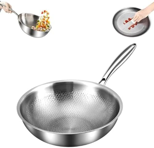 Toutrop Titanium Hammered Pan Pro with Lid, Durable Scratch-Resistant Titanium Frying Pans for Cooking Non Stick, Even Heating for Cooking, Nutritious Pan for Cooking