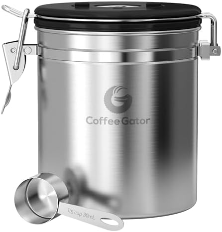 Coffee Gator Coffee Canister, 16oz Airtight Stainless Steel Container