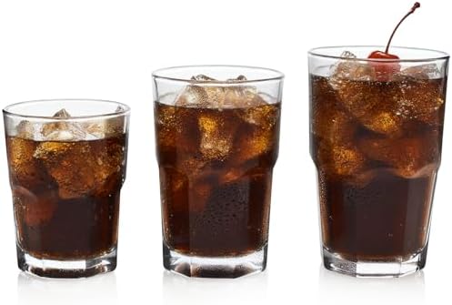 Libbey Boston Tumbler, Rocks, and Juice Glasses, 18 Piece Classic Stackable Glass Cups Set, Versatile, Kitchen Drinking Glasses Set for Everyday Use