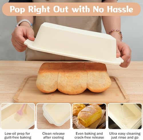 1 pc Silicone Bread Loaf Pans for Homemade Bread with Metal Frame