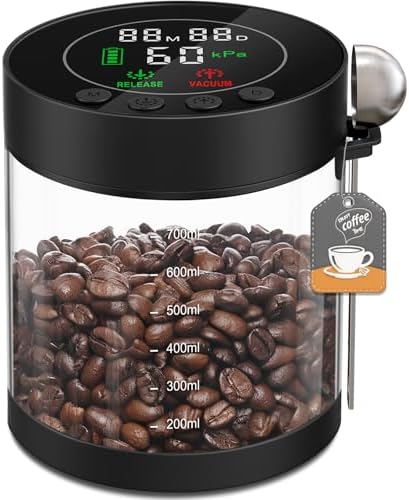 Automatic Vacuum Coffee Canister, 0.8L Coffee Container with LED Display