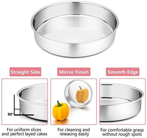 P&P CHEF Cake Pan Set of 3, 4" + 6" + 8" Round Baking Layer Cake Pan Tin
