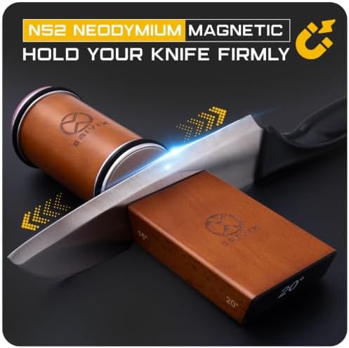 Rolling Knife Sharpener Kit, Magnetic 2-Angle Base