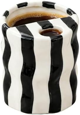 Espresso Cups Ceramic Coffee Mug Series European Striped Dot Coffee Cup And Saucer Mug Cake Plate Afternoon Tea Set Tea Cup And Saucer (Black 3)