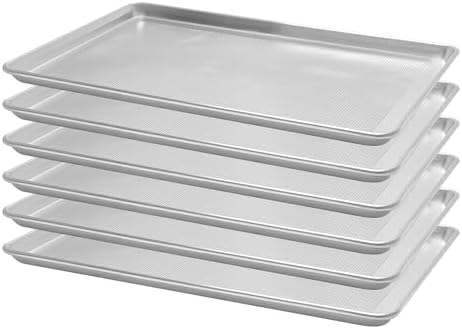 BIEAMA 6 Pack Full Size 18" x 26" Aluminum Baking Sheet Pan Perforated, Commercial Bakery Equipment Cookie Sheets, NSF Approved Baking Tray