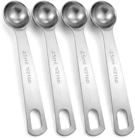 4 PCS 1/2 Teaspoon Scoop, Stainless Steel 1/2 Tsp Measuring Spoon