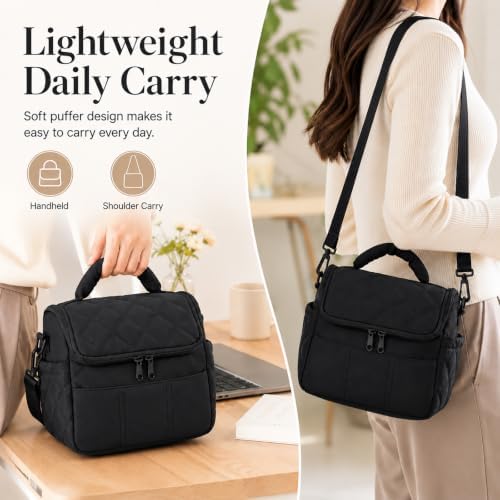 Lunch Bag for Women Small Insulated Lunch Box Quilted Puffer Lunch Tote