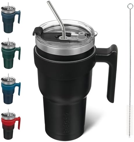 BJPKPK 30 oz Tumbler with Handle & Straw, Insulated Stainless Steel Mug