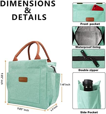Joymee Insulated Lunch Bag For Women Reusable Lunch Box - Heather Teal