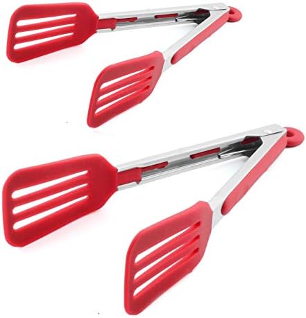 Cooking Tongs 9" and 12" Stainless Steel Kitchen Silicone Serving Tongs