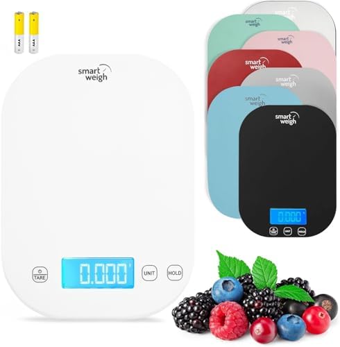 Smart Weigh White Digital Kitchen Scale, 11 lb x 1g, Baking & Meal Prep