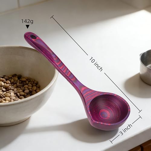 Left Handed Pakkawood Deep Soup Ladles with Spout | 10 inch Pakkawood Ladle | Big Soup Wood Ladle for Cooking | Wooden Spoons for Cooking | Wood Kitchen Utensil | Byzantium