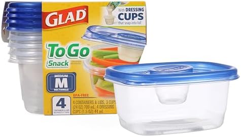 Glad GladWare To-Go Medium Rectangle Snack Containers, 24 oz - 4 Count (Pack of 6)