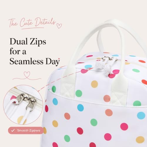 LOVELYWIND Lunch Box for Women, Insulated Lunch Bag, Colorful Dot Tote