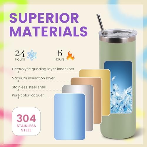Joyclub Tumblers Bulk with Lids and Straws 10 Pack 20 oz Powder Coated