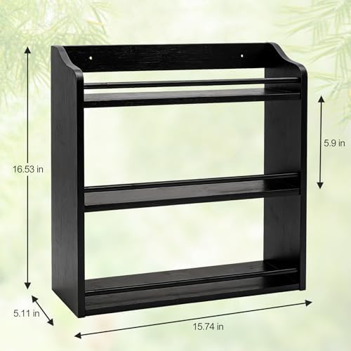 3 Tier Bamboo Spice Rack Wall Mount or Countertop,Spice Organizer