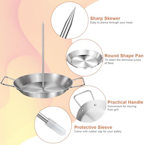 Al Pastor Skewer for Grill, Large 13 Inch Gyro Pan with Fat Separator