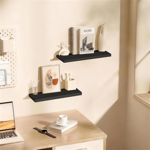 BAYKA Black Floating Shelves 22.5in, Set of 2, Wall Mounted for Wall Decor
