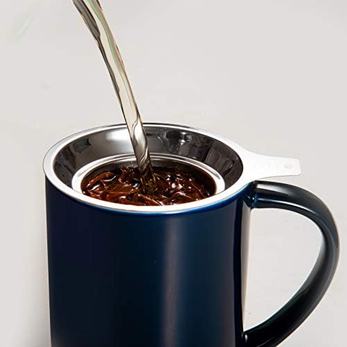 CEEFU 16oz Porcelain Tea Mug with Infuser, Lid and Coaster
