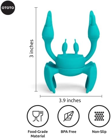 OTOTO Aqua the Crab Silicone Utensil Rest - Silicone Spoon Rest for Stove Top - BPA-Free, Heat-Resistant Kitchen and Grill Utensil Holder - Non-Slip Spoon Holder Stove Organizer and Steam Releaser