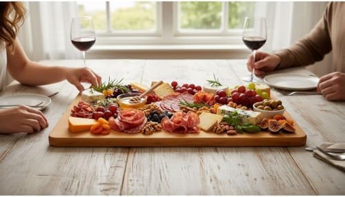 Farberware Extra-Large Wood Cutting Board, Reversible Chopping Board for Kitchen Meal Prep and Serving, Charcuterie Board, 14.17-Inch x 20.08-Inch, Bamboo