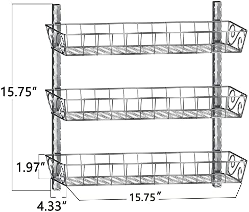 SWOMMOLY Wall Mount Spice Rack Organizer, 3-Tier Adjustable Dual-Use Shelf
