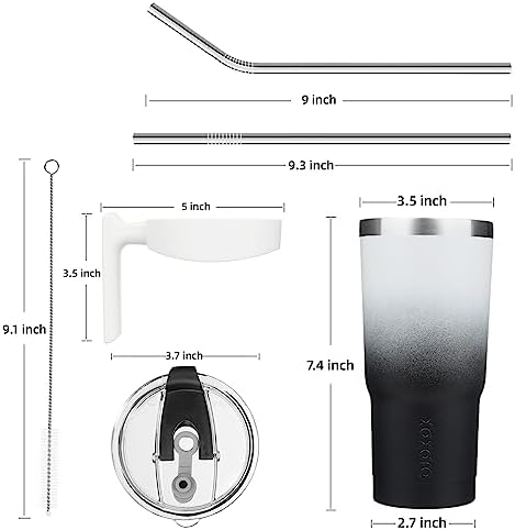 BJPKPK 20 oz Tumbler with Handle & Straw, Insulated Stainless Steel Mug