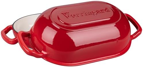 VORRINGARD Enameled Cast Iron Sourdough Bread Oven, Dutch Oven, Loaf Cast Iron Bread Pan for Homemade Bread Baking, Meatloaf Pan with Lid, 5QT, Red