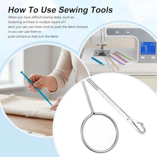 10PCS Tube Turner Sewing Tool Set, Point Loop Turner Needle Threader for Sewing Drawstring DIY Crafting, Multifunctional Fabric Turning Essentials & Must Haves