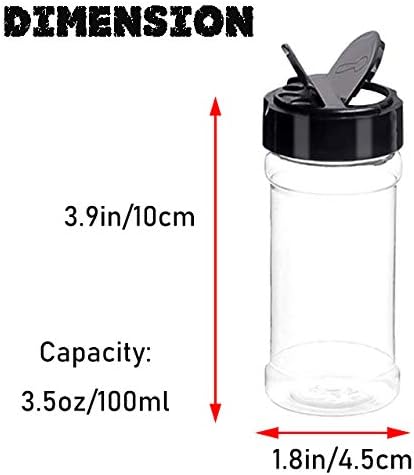 16 PCS 3.5oz Plastic Seasoning Containers with Black Screw Lids to Pour or Shake,Portable Empty Clear Spice Jars,Storage Seasoning Containers for Spice,Powders,Peppers