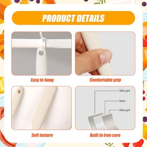 Silicone Jar Spatula,Non-Stick Heat Resistant Kitchen Thin Spatula,Sourdough Stirring Stick,Jam Spreader for Peanut Butter,Cake Cream Butter Spatulas for Scraping Icing Bread Cream (White)