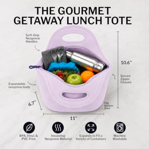 Built Gourmet Getaway Neoprene Lunch Bag, Large Capacity - Lavender