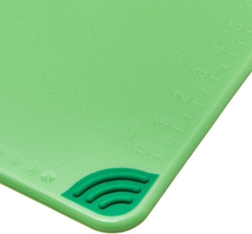 San Jamar Saf-T-Grip Plastic Cutting Board with Safety Hook, 12" x 18" x 0.5", Green (Pack of 2)