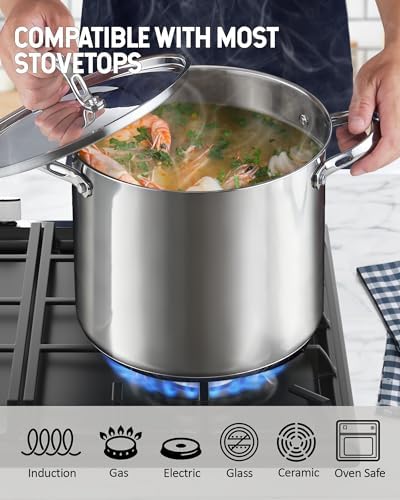 Cooks Standard 24 Quart Mega Stainless Steel Stock Pot - Large Cooking Pot