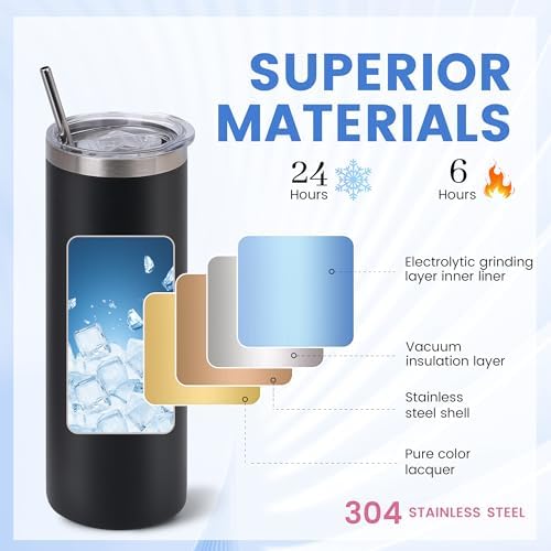Joyclub Insulated Tumblers Bulk 20 oz 10 Pack Black DIY Tumblers