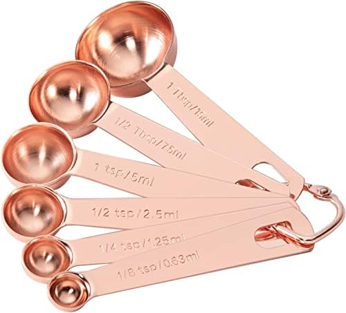 Measuring Spoon Set of 6, Heavy Duty Stainless Steel, Rose Gold